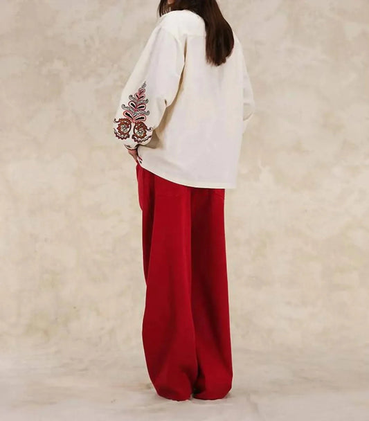 Embroidered Long Sleeve Blouse