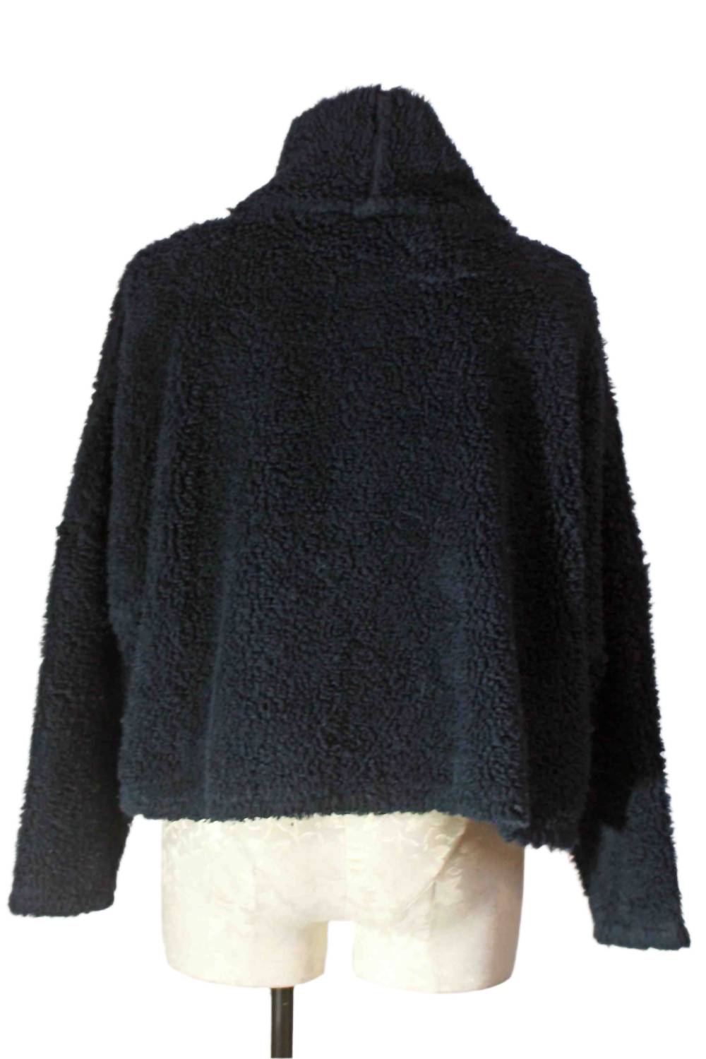 Damen Cropped Cowl Sherpa Pullover Top