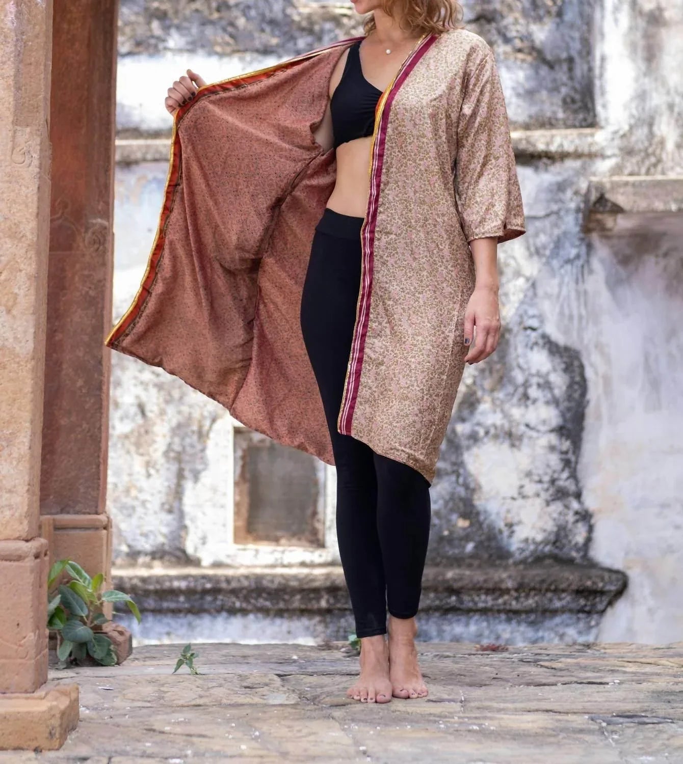 Leila Reversible Saree One Size Kimono
