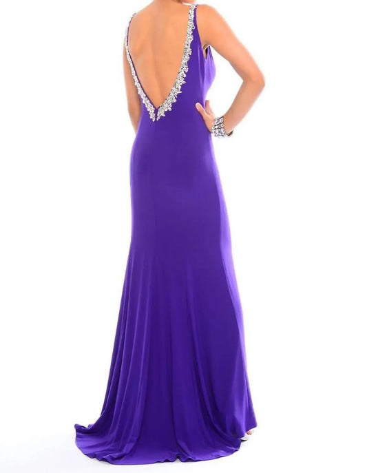 Beaded Floor-length Jersey Gown