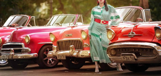 Women's Striped Belted Bohemian Style Maxi Dress