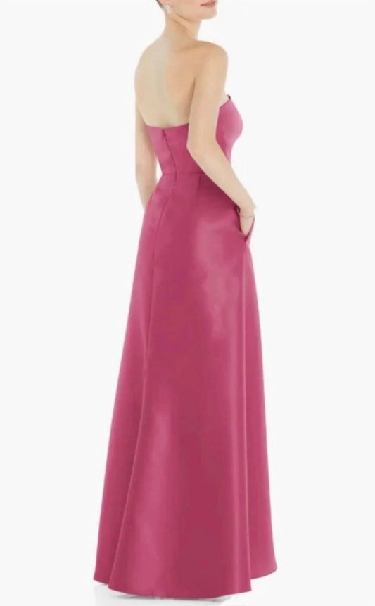 Strapless Satin High Low Formal Dress