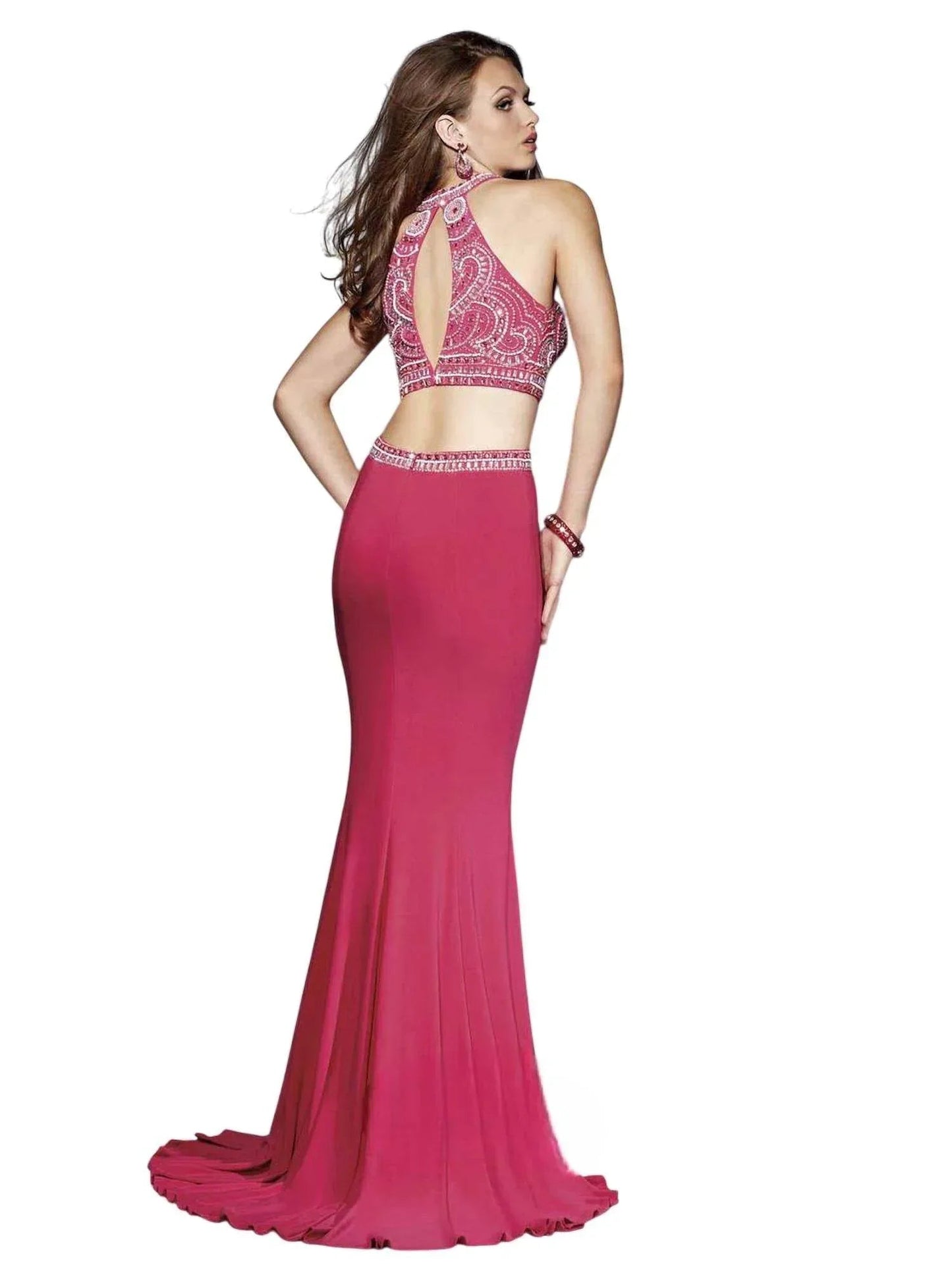 Two-piece Stretch Jersey Fit And Flare Gown