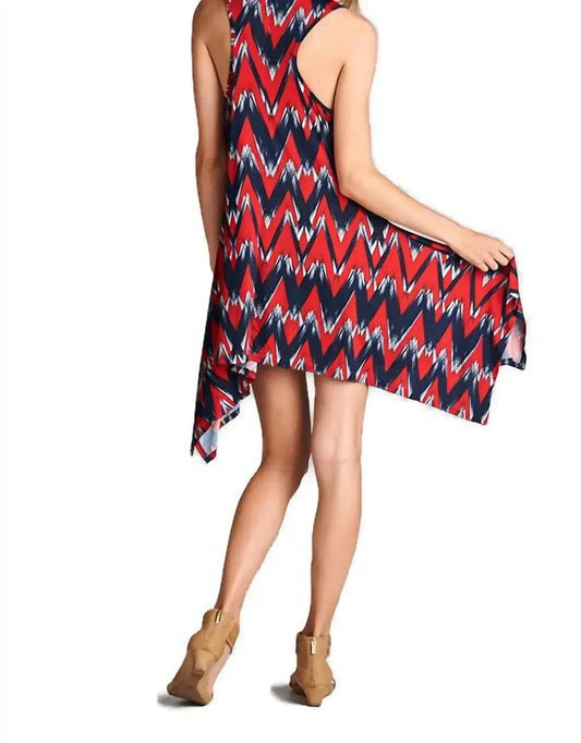 Brush Stroke Chevron Tank Dress
