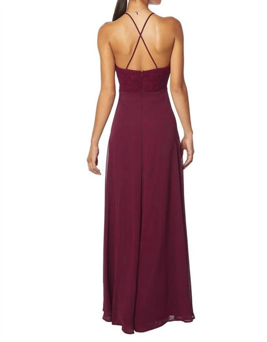 Corded Lace Crisscross Chiffon Bridesmaid Dress