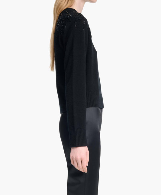 Harold Wollpullover mit Perlenbesatz am Ausschnitt