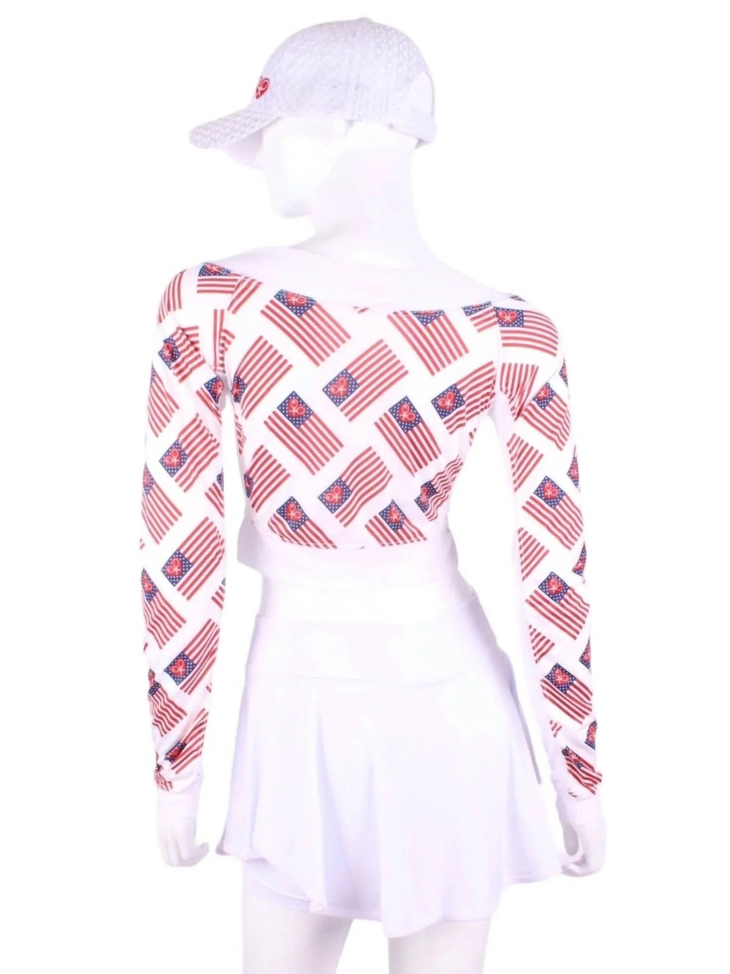 Damen Flag Vee Tennis Cropped Top