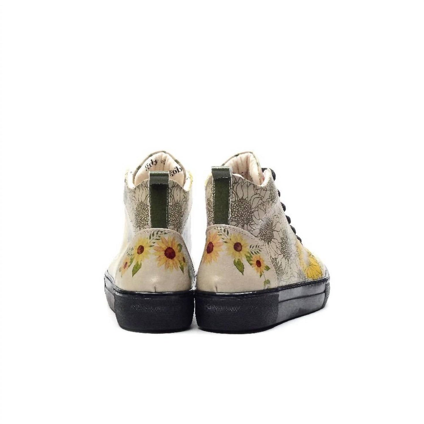 Damen-Schnürstiefeletten mit Sonnenblumen-Print