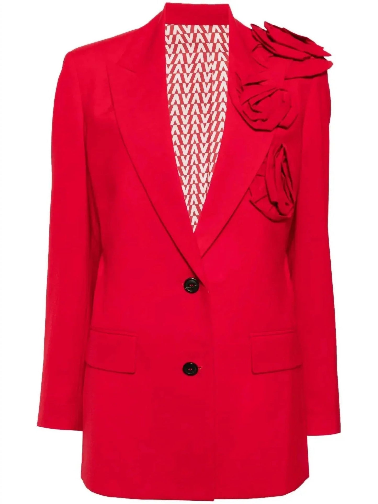 Floral Appliqué V-neck Blazer