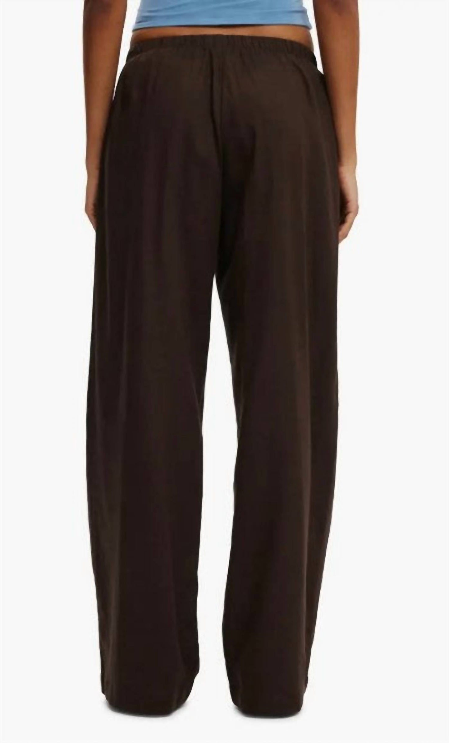 Pull-on Leinenhose mit weitem Bein