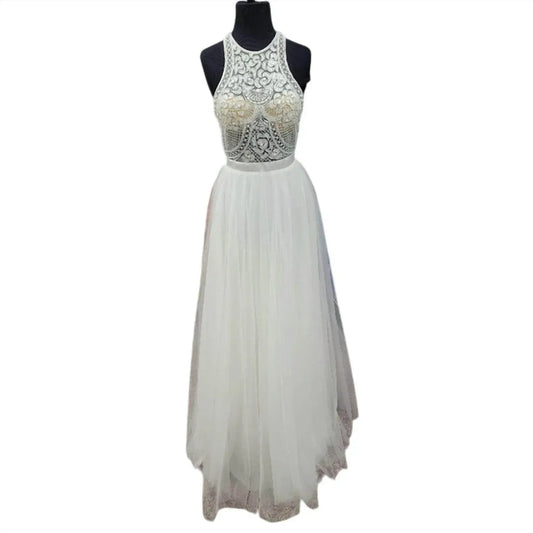 Beaded Illusion Formal Ball Gown