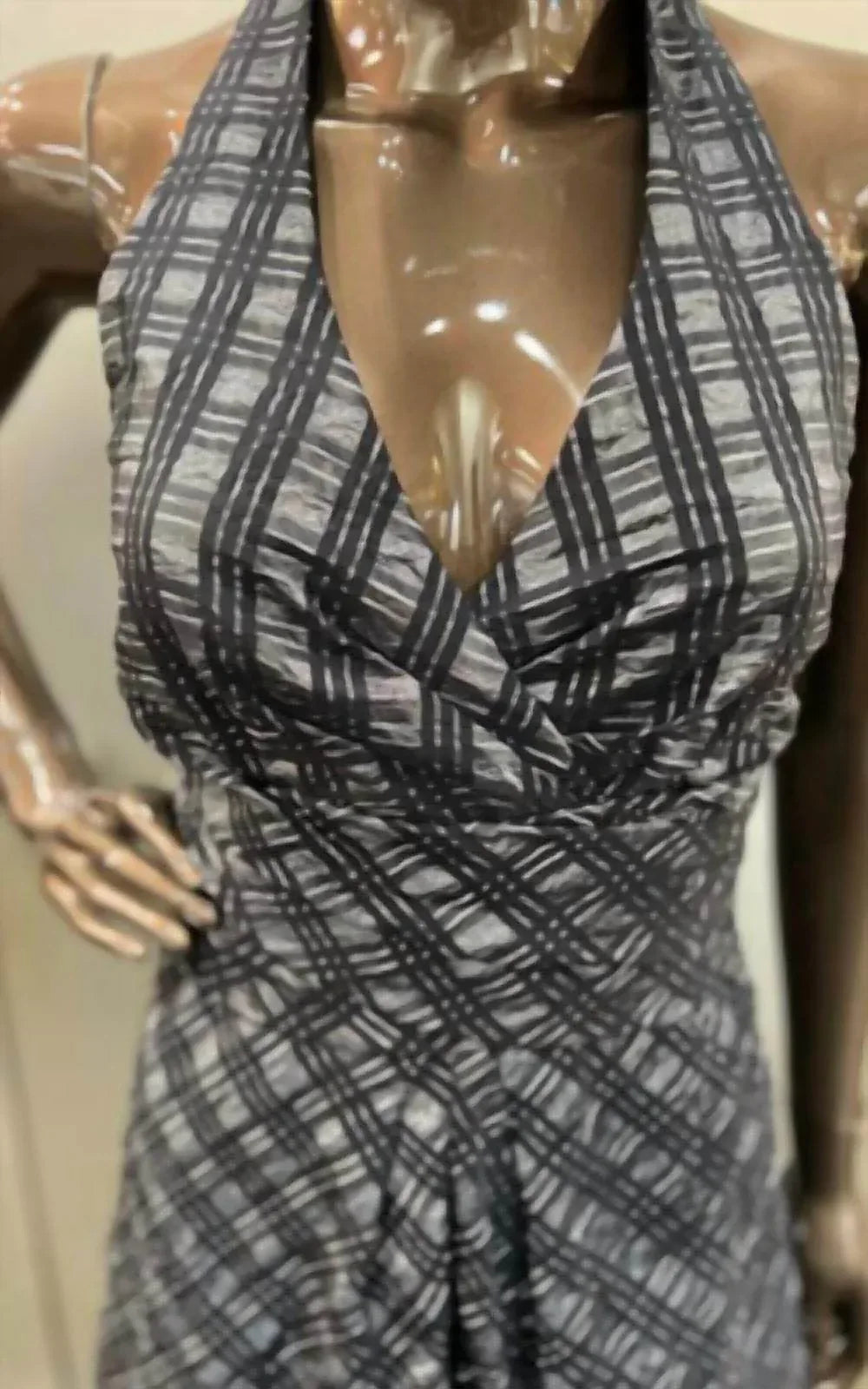 Taffeta Plaid Halter Cocktail Dress