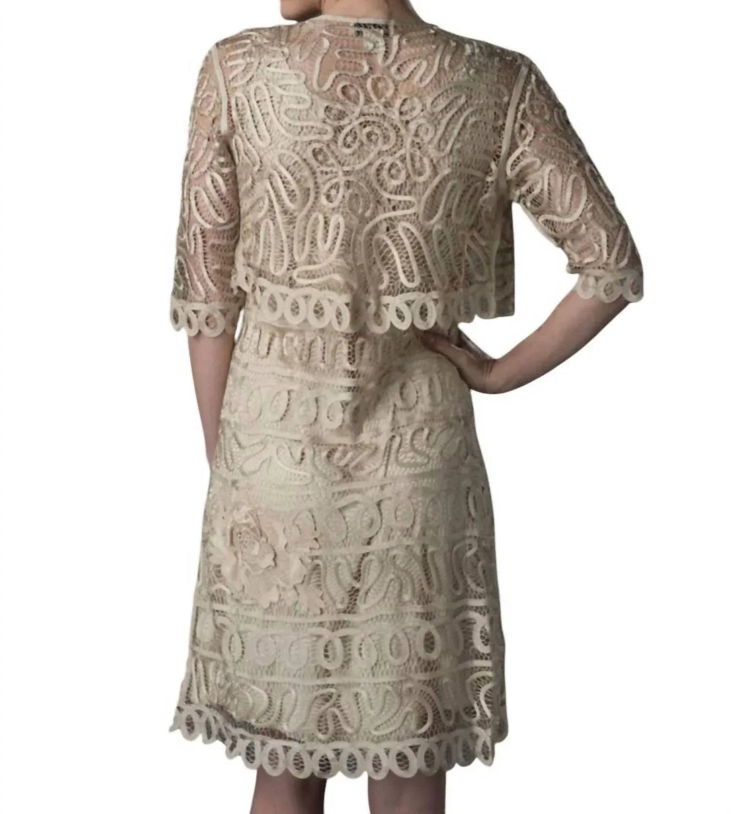 Besticktes kurzes Madi-Kleid mit Jacken-Set