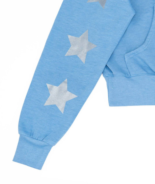 Mädchen Hoodie mit Trio-Stern-Tasche in Silber