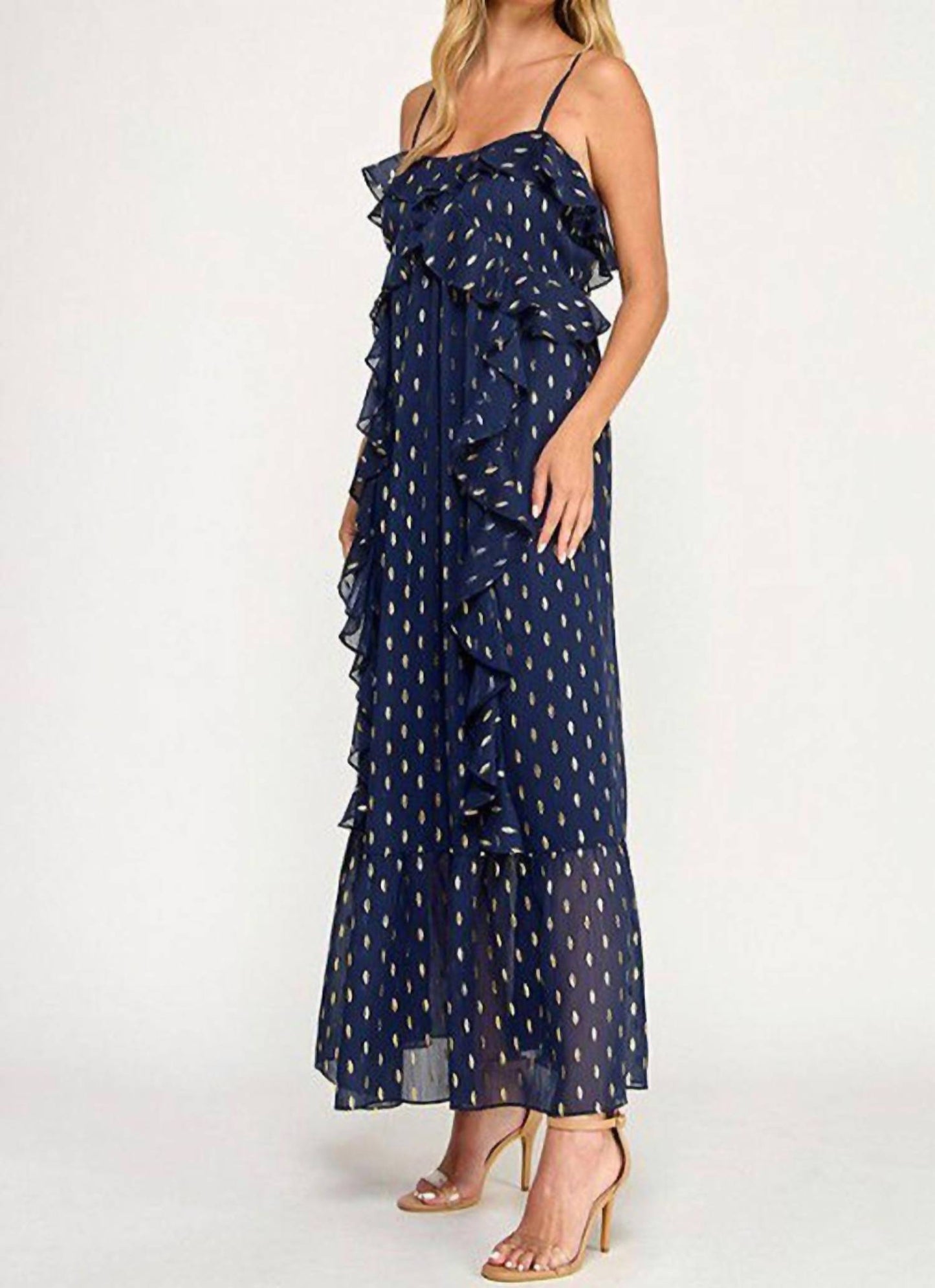 Maxikleid aus Chiffonfolie mit Musterdruck