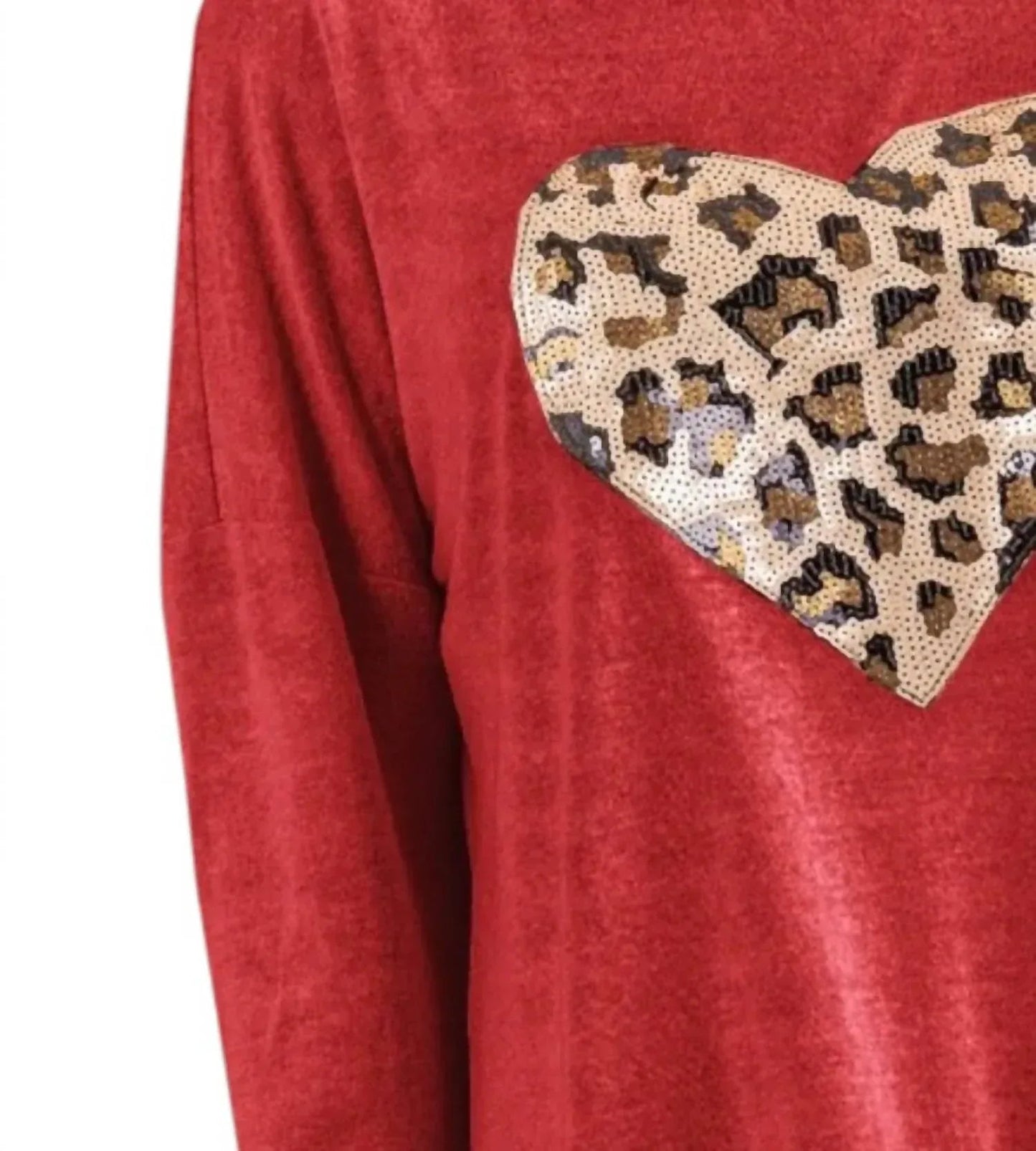 Leoparden Pailletten Herz Top