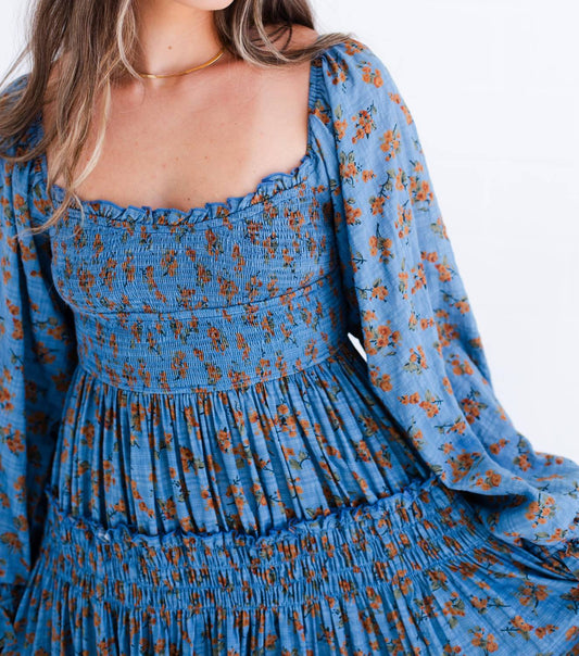 Women's Floral Long Sleeve Maxi Dress