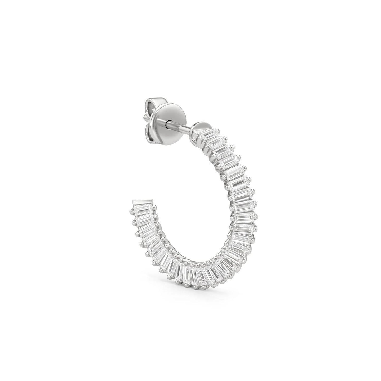 Women's Inside Out Baguette Cubic Zirconia Oval Open Hoop Earrings