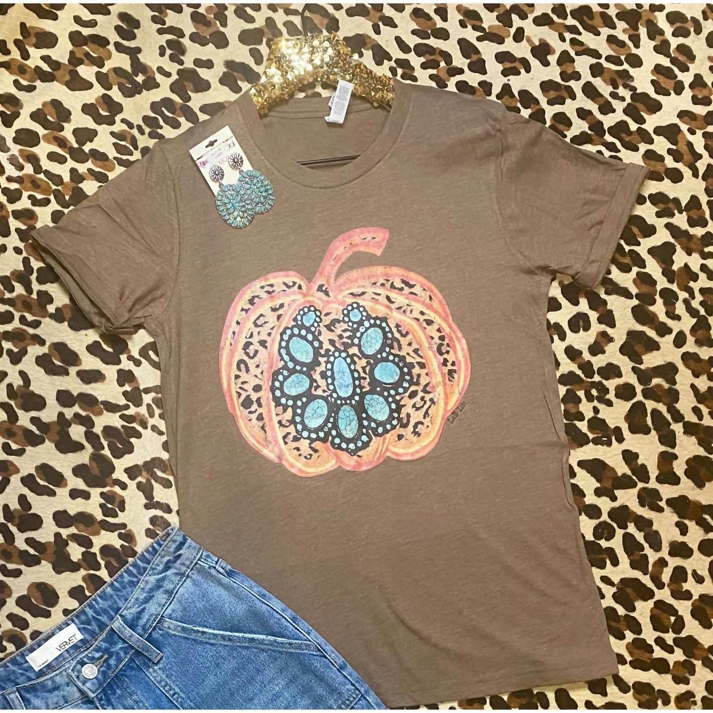 Women's Leopard Pumpkin Graphic Top