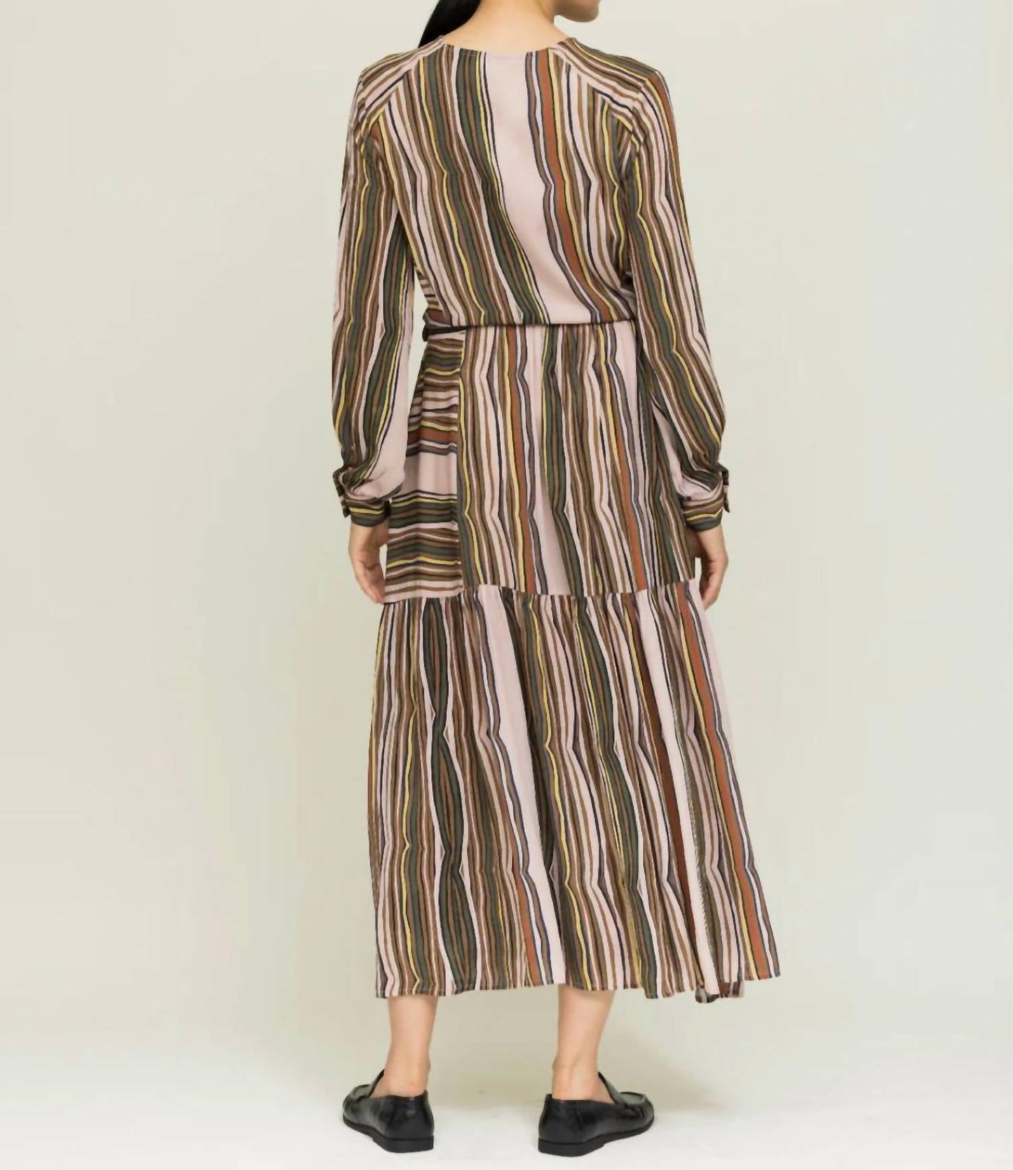 Midi-Kleid aus Perl-Doppelgeorgette mit Schiefer-Print