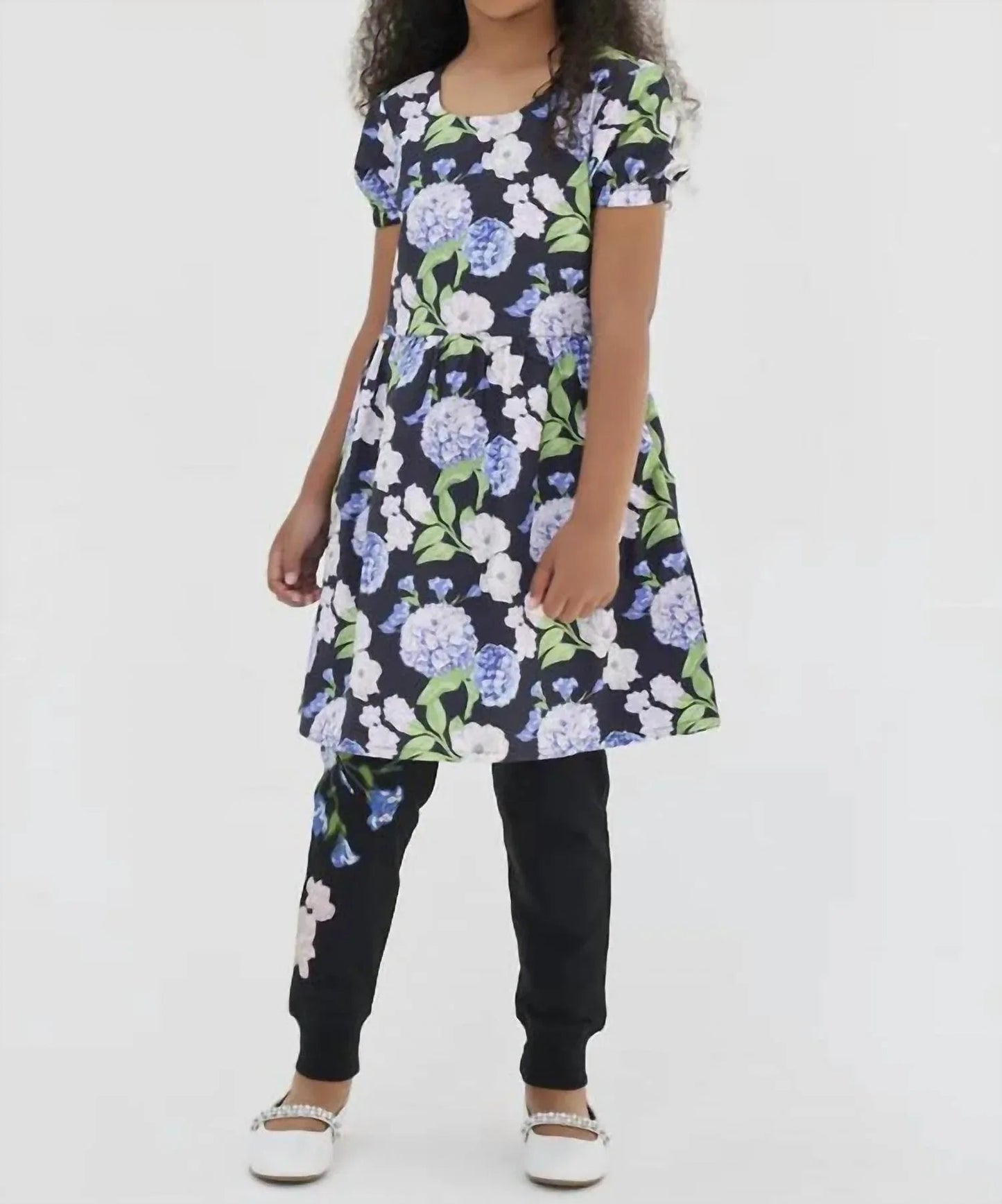 Hydrangea Printed Poplin Dress
