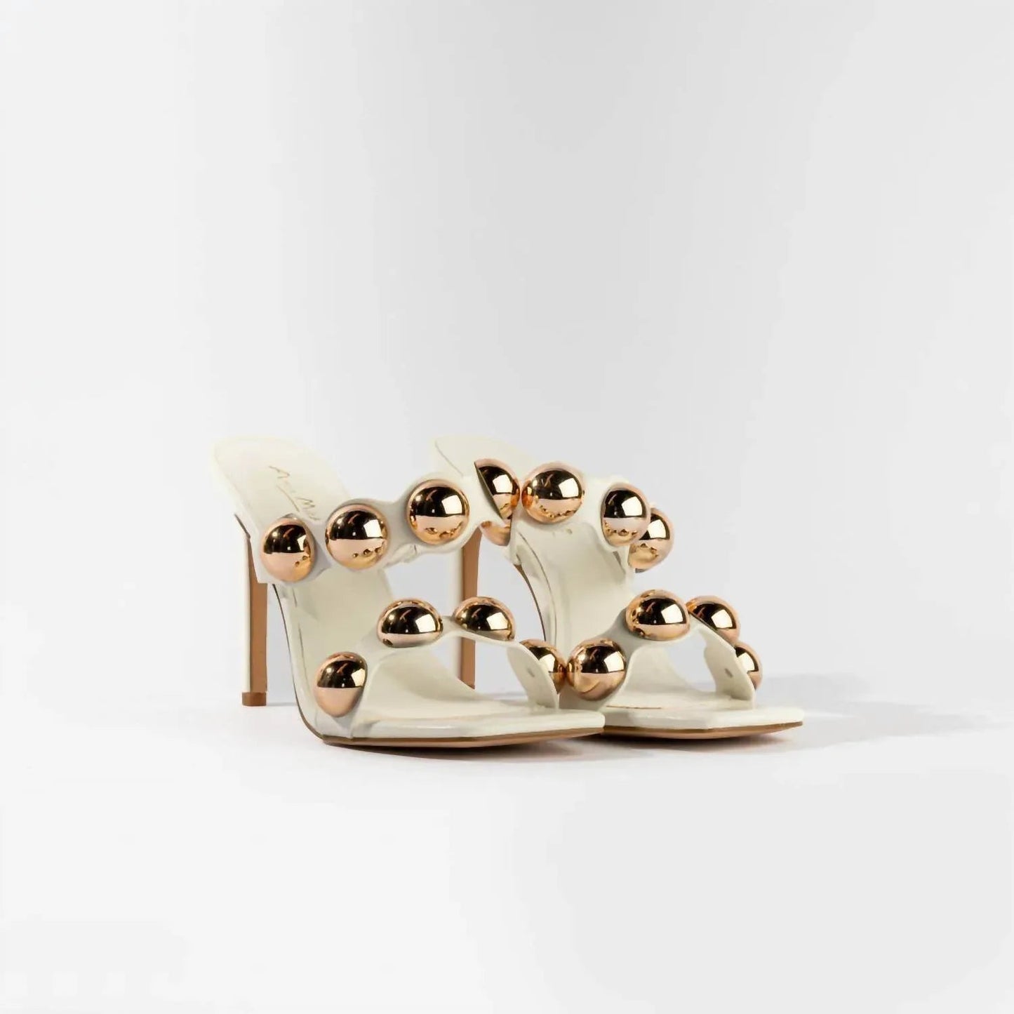 Women's Dome Stud Double Strap Heeled Sandal