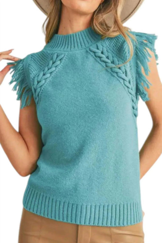 Cable Fringe Sweater