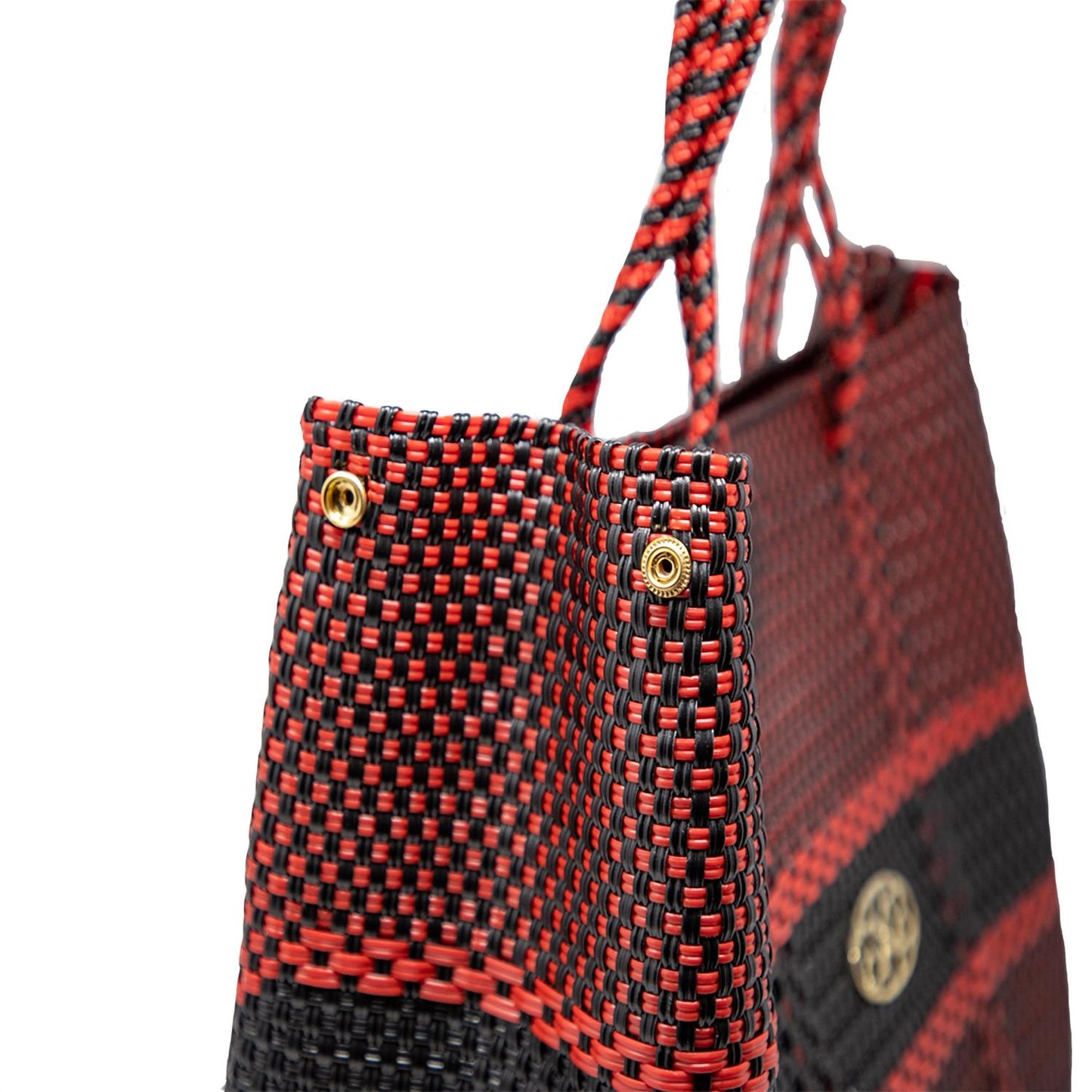 Gestreifte gewebte Damen-Reisetasche mit Clutch