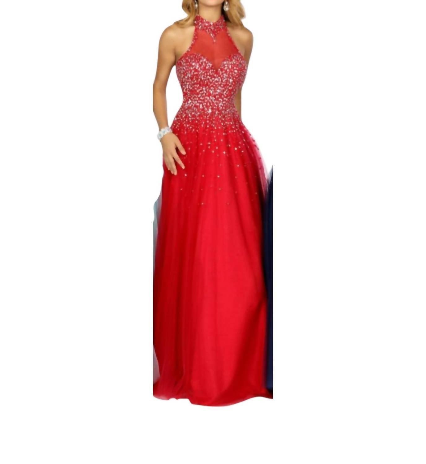 Paillettenbesetztes Neckholder-Abendkleid ohne Ärmel