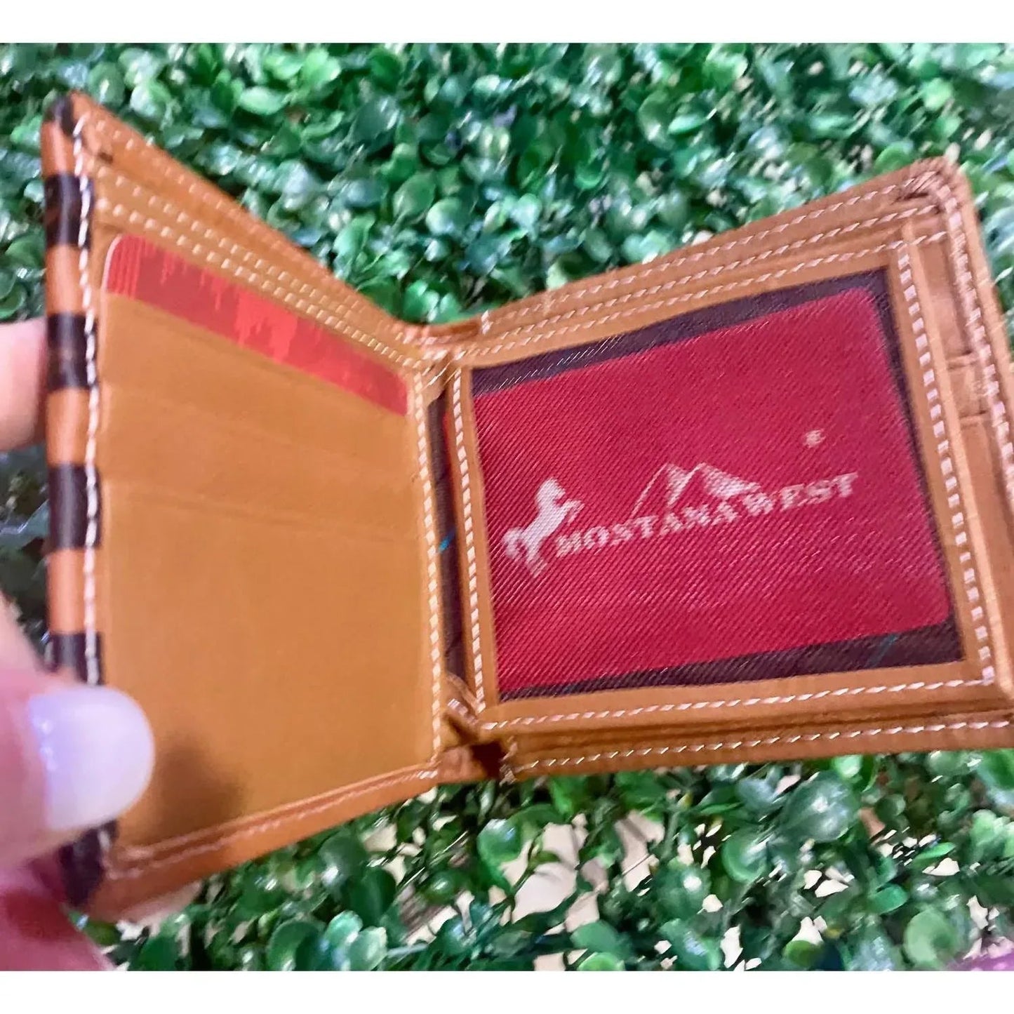Men's Embossed American Flag Genuine Leather Wallet With Rfid Blocking