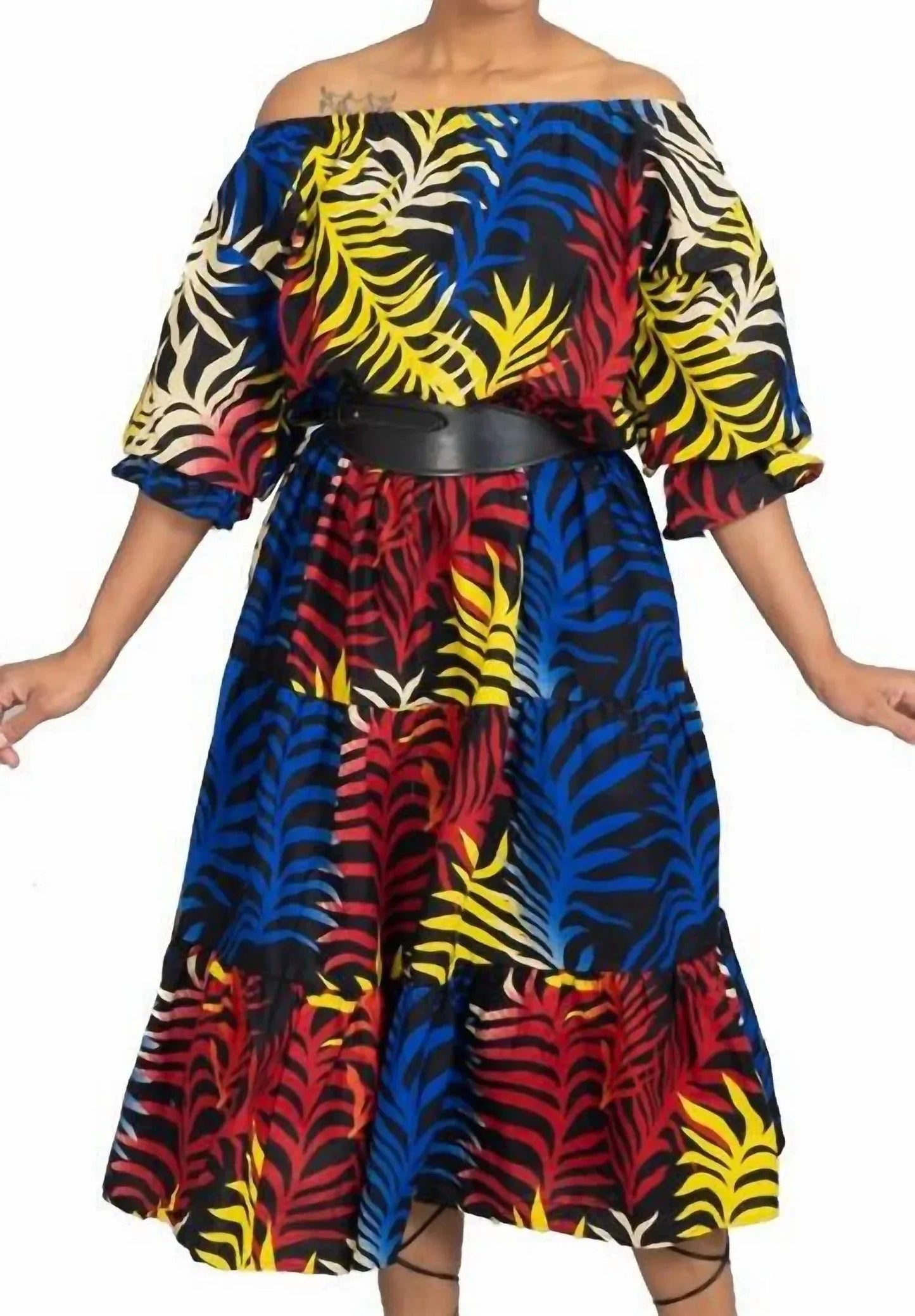 Pattern Off-shoulder Dress