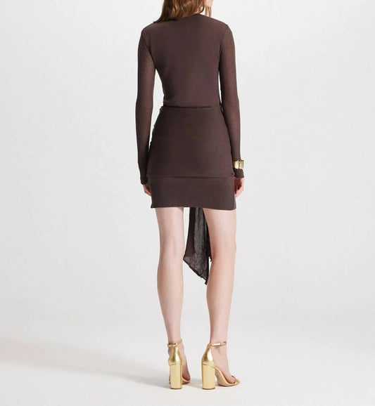 Women's Sheer Sleeve Draped Front Dress