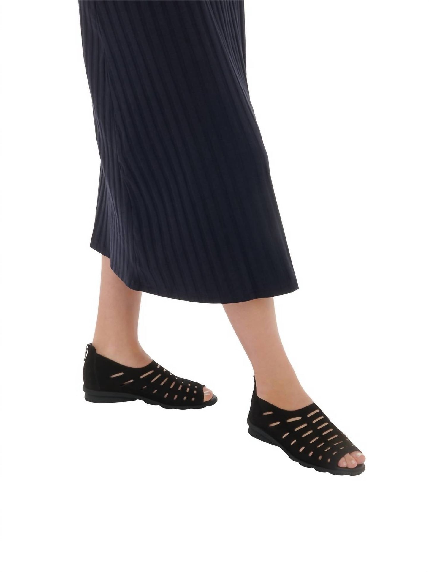 Christos Damen Leder-Ballerinas mit Reißverschluss hinten