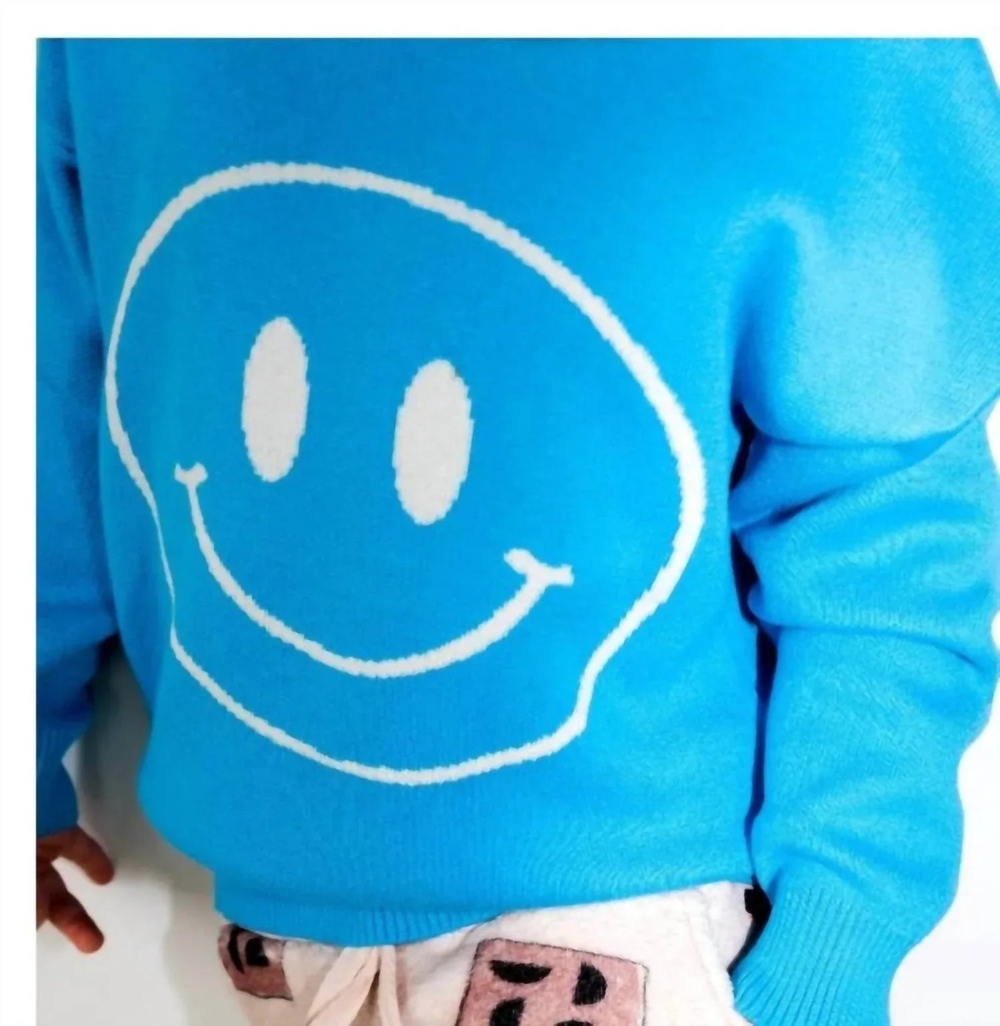 Kinder Unisex Strickpullover mit Smiley-Muster