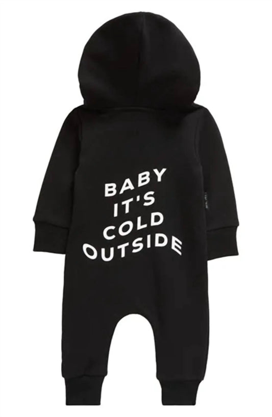 Boy's Long Sleeve Baby It’s Cold Hooded Romper