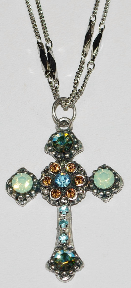 Women's Forget Me Not Cross Pendant