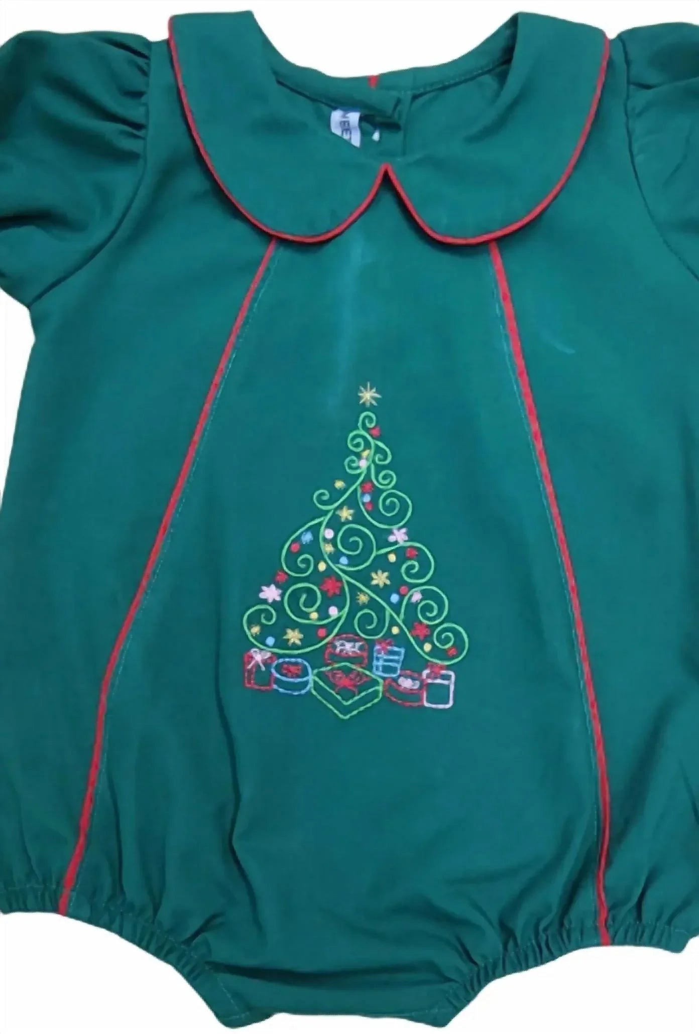 Girl's Christmas Tree Embroidered Hunter Bubble