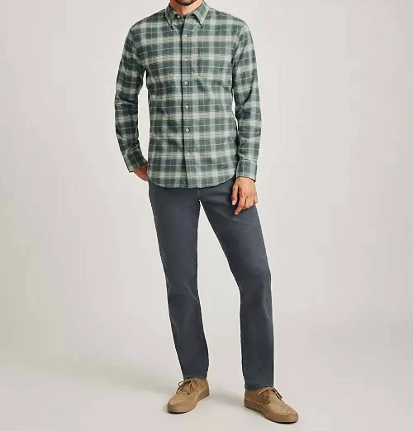 Long Sleeve Button-down Plaid Shirt