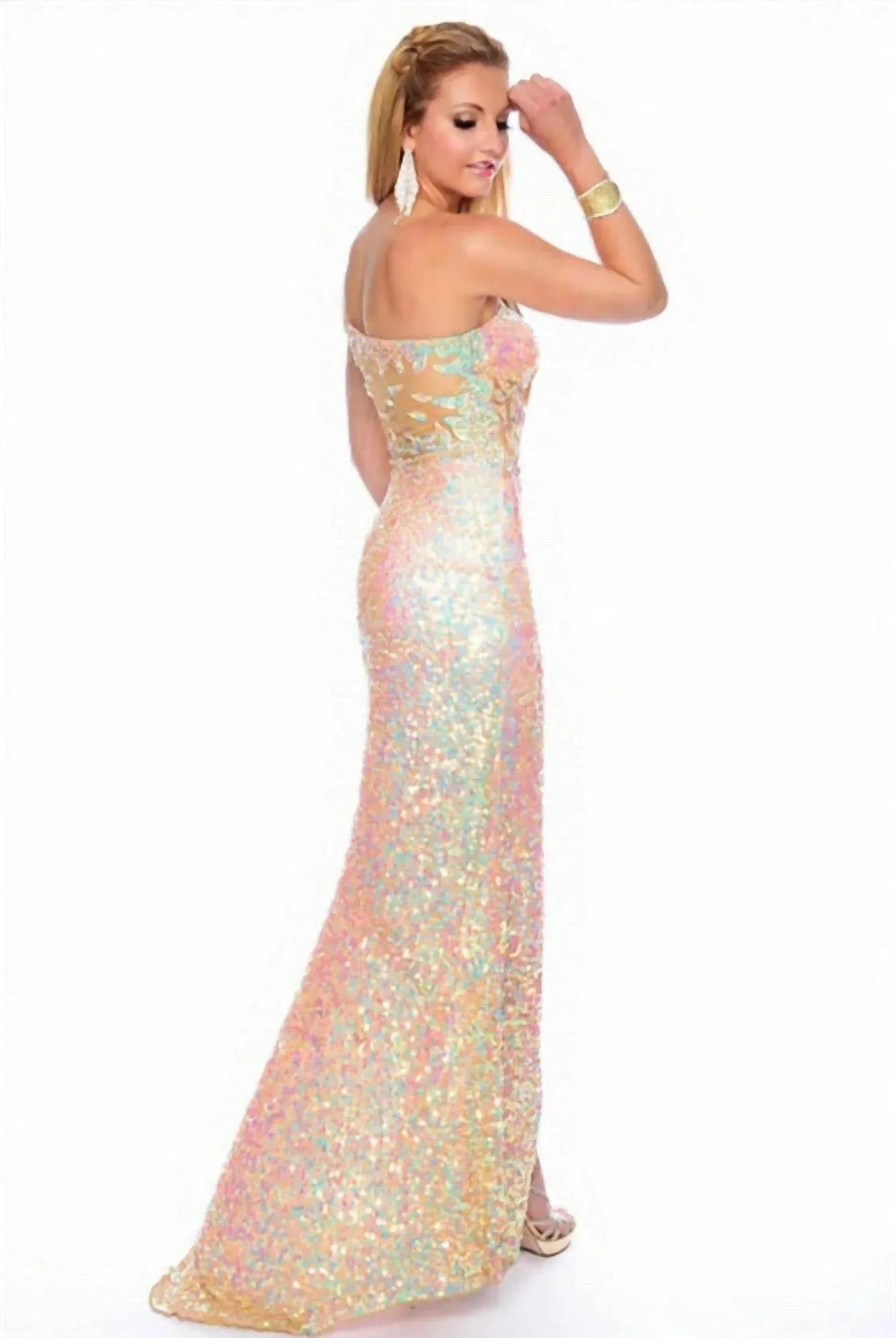 Transparente One-Shoulder-Paillettenrobe