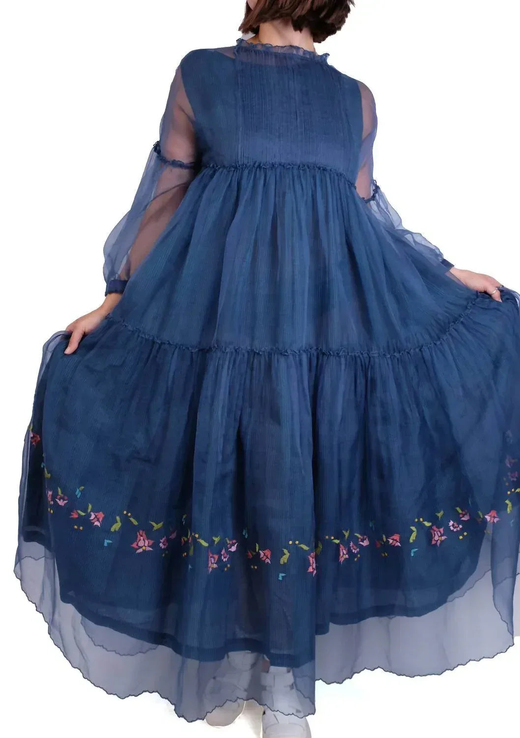 Overlay Embroidered Tiered Dress