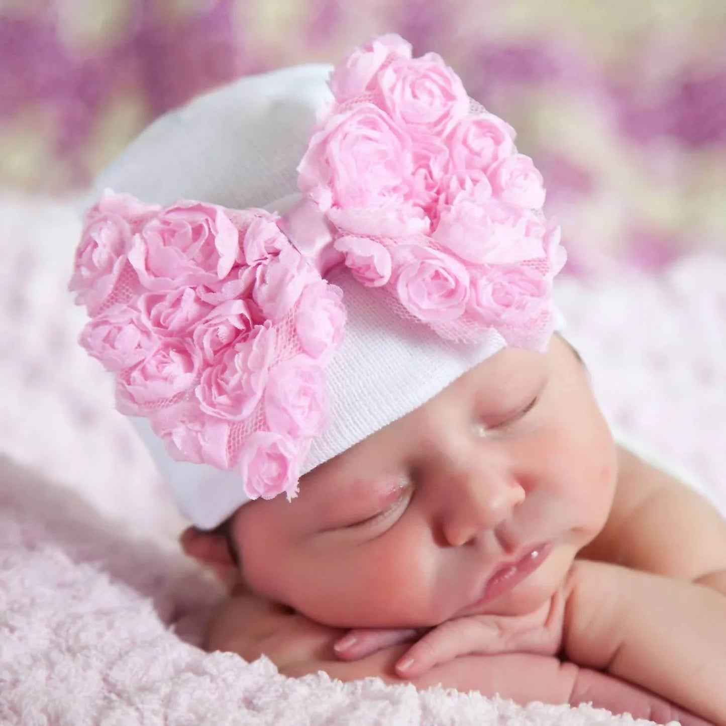 Baby Mütze mit Rosetten-Schleife