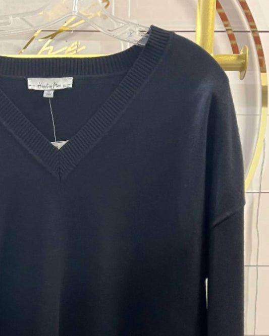 Women's Jersey Stitch V Neck Sweater