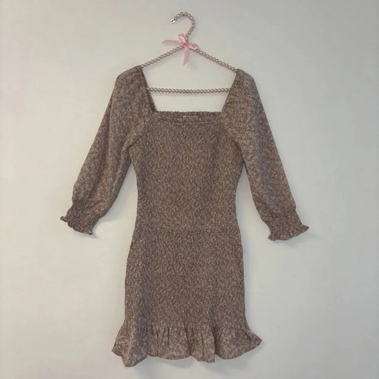 Square Neck 3/4 Sleeve Smock Dress