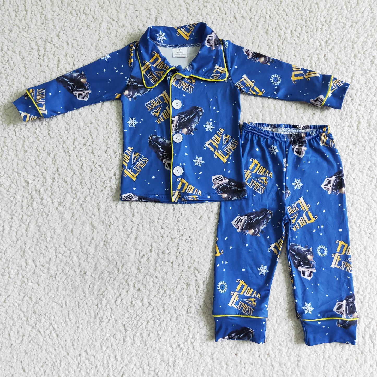Blaue Zug Langarm-Pyjamas für Jungen