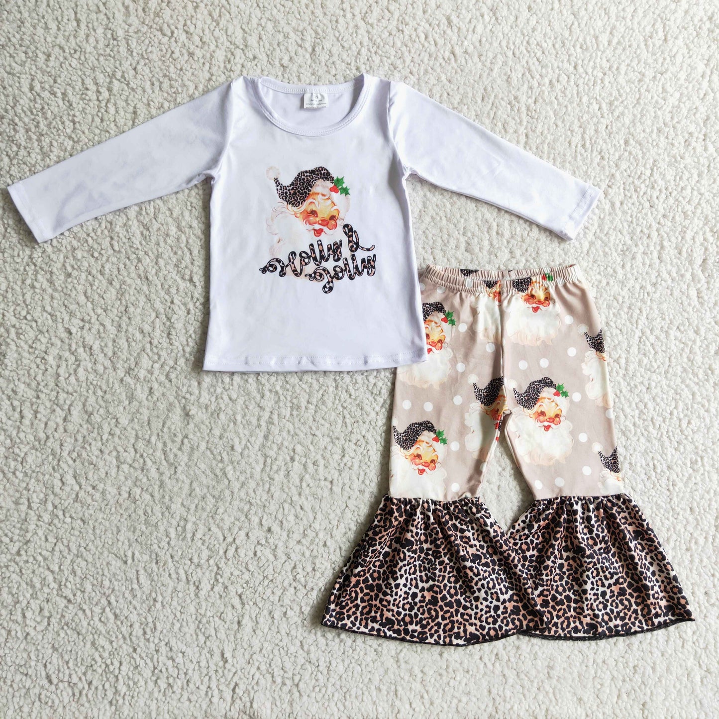 Weihnachtsmann-Print Schlaghosen Weihnachts-Kinderkleidung Mädchen