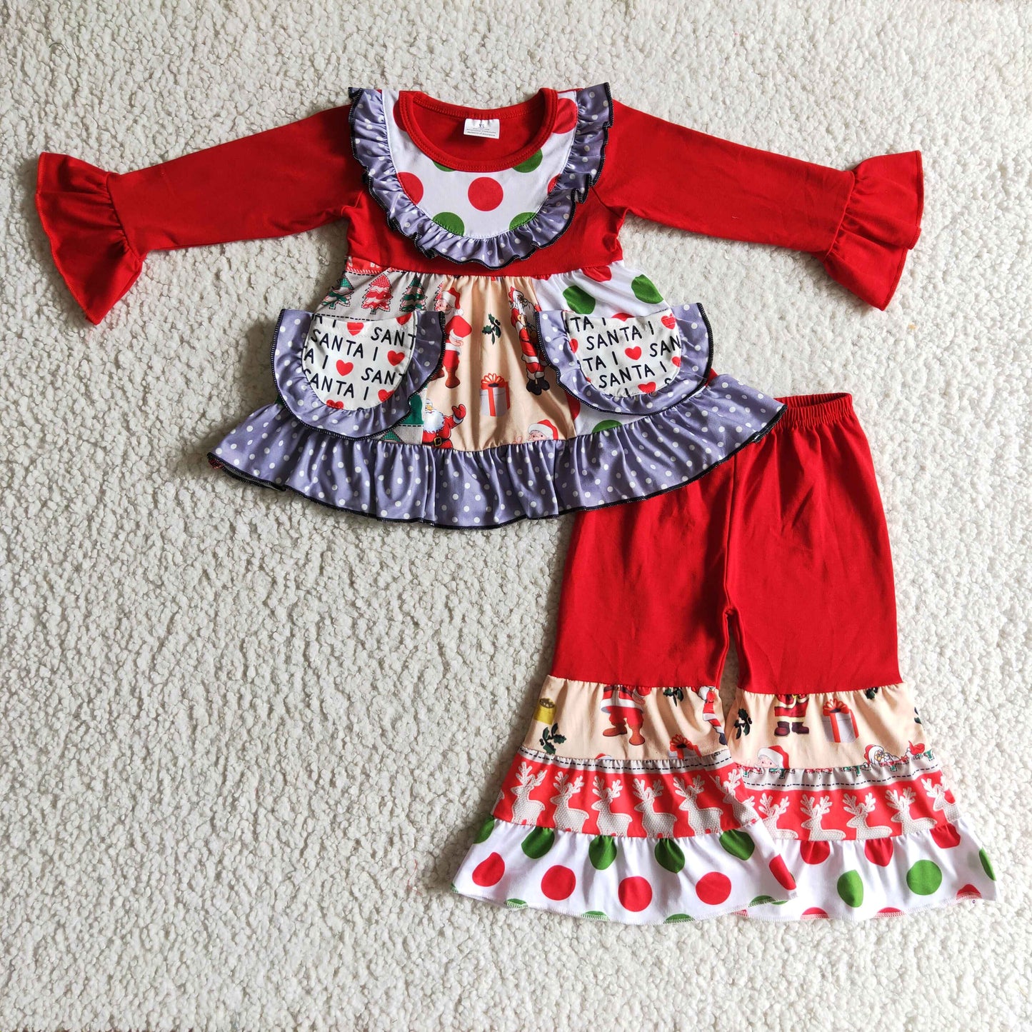 Taschen-Patchwork-Nikolausdruck Kinder-Weihnachtskleidung