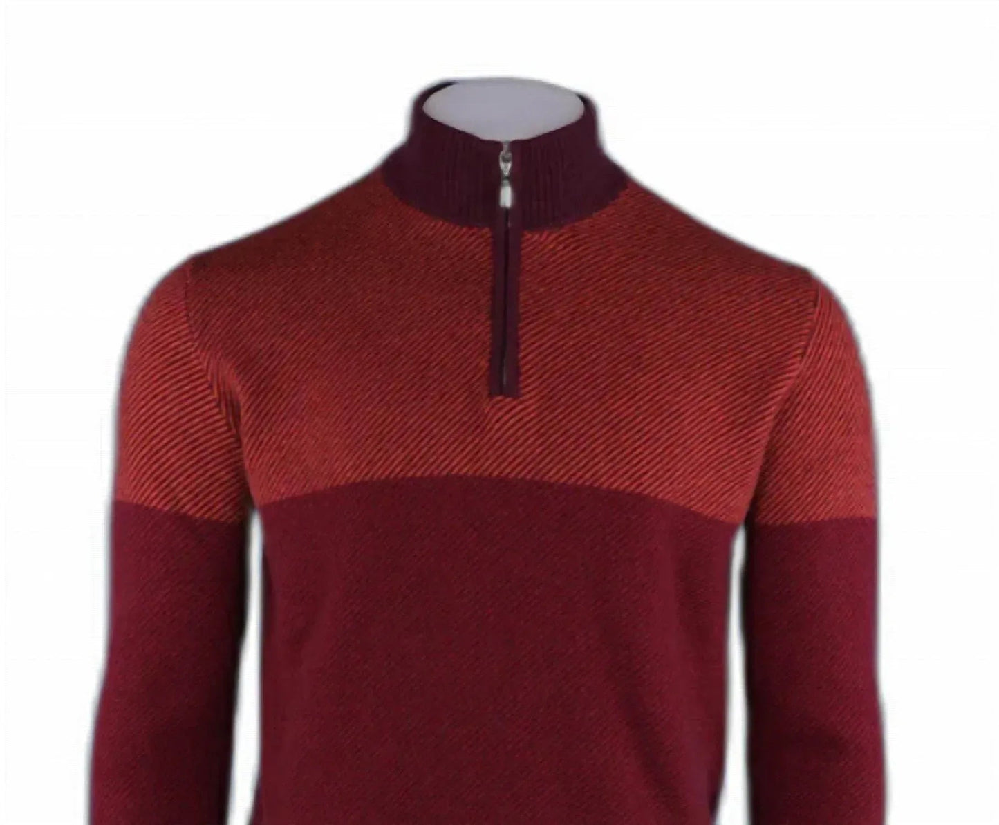 Herren-Pullover aus reinem Kaschmir mit halbem Reißverschluss und schrägem Design