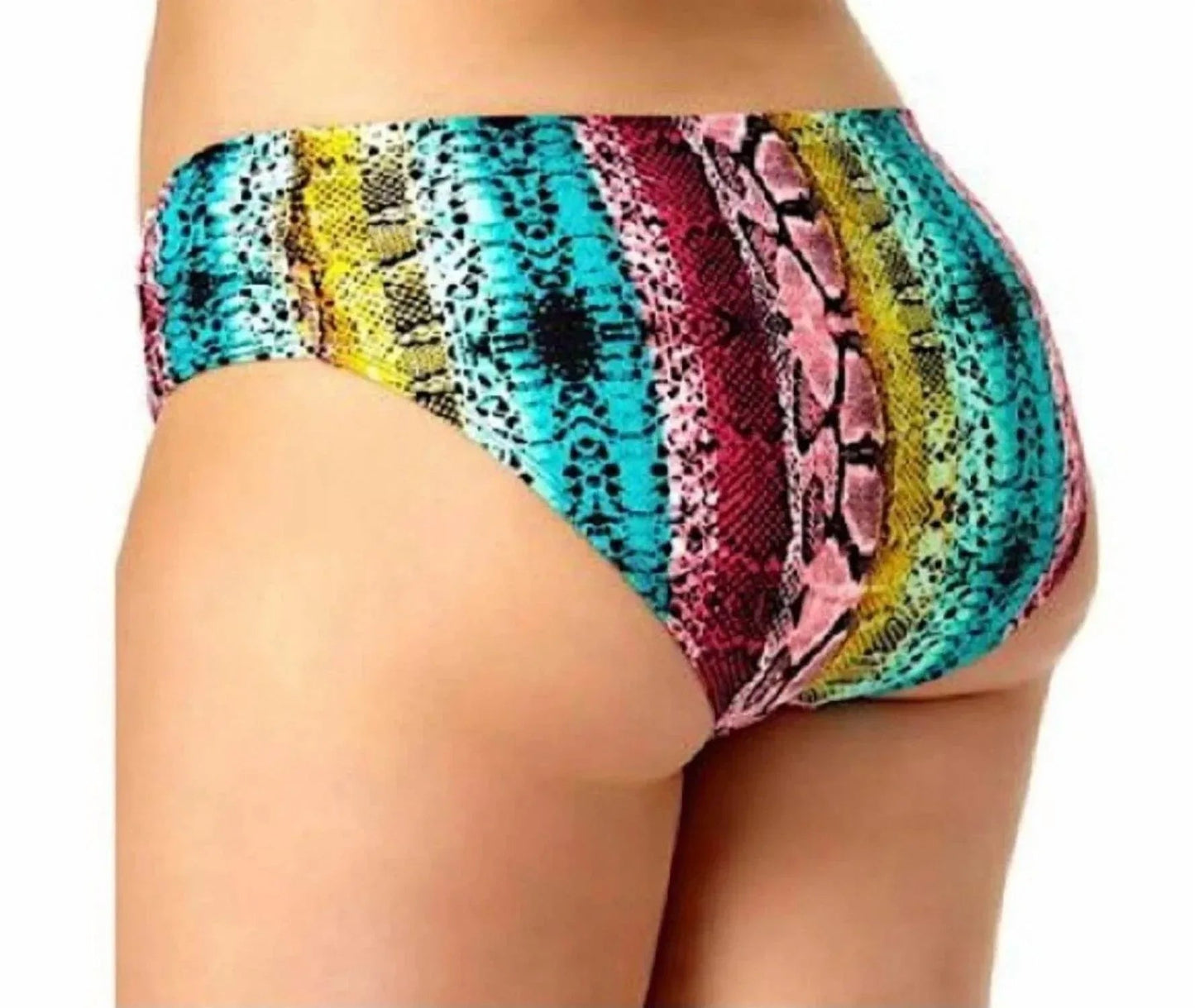 Snake-skin Side Ruched Hipster Bikini Bottom