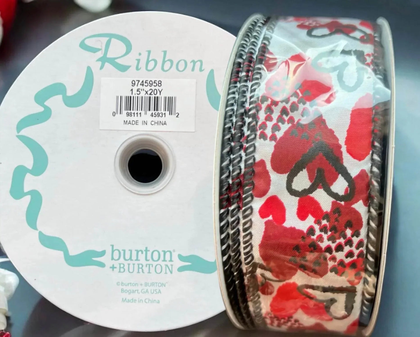 Red/Black Heart Pattern Ribbon