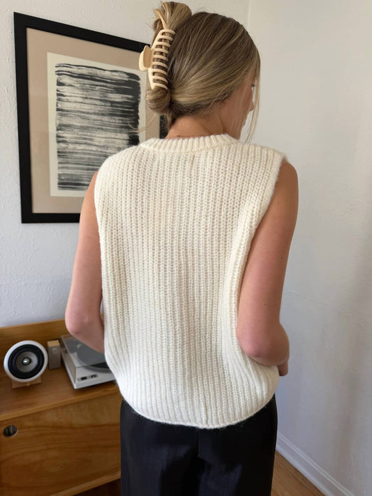 Canelle Wool Knit Buttoned Vest Top